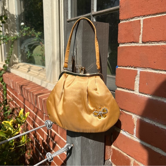 Sasha Handbags - Mini Gold Bag with Butterfly Detail